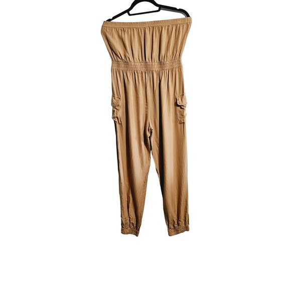 Jolie and Joy cargo Jumpsuit size Large tan jogger cut - Picture 2 of 9